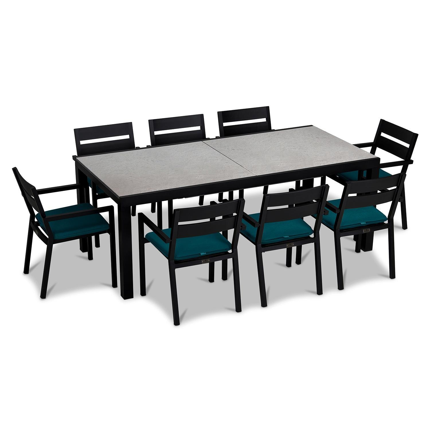 Calm Bay 9 Pc Extendable Dining Set in Black/Spectrum Peacock by Lakeview - White Background thumbnail
