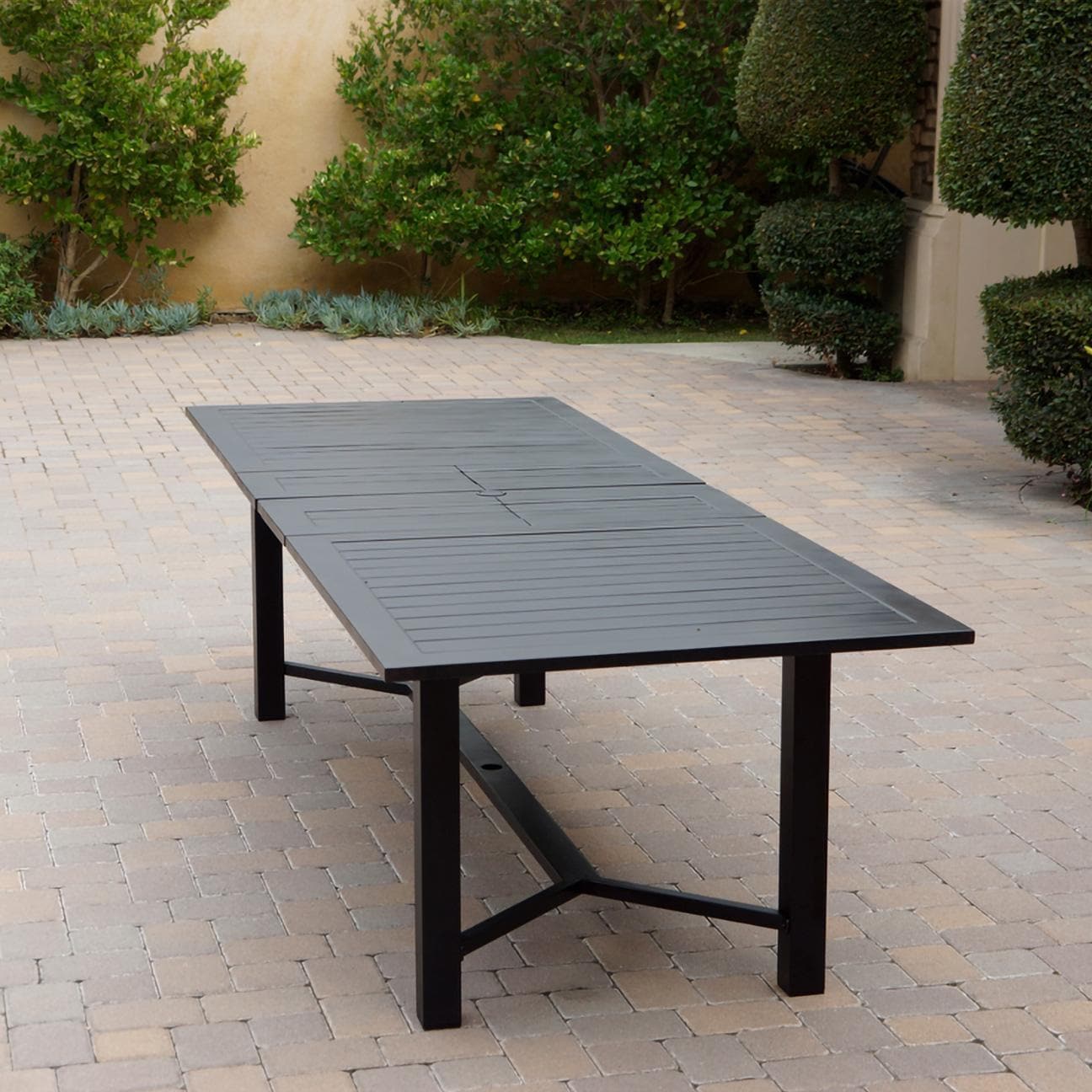 Darlee B/DL13-11PCDR-2350LE-S Nassau 11 Pc Cast Aluminum Dining Set w/ Rocker in Antique Bronze w/ Sesame Cushions - Table Angle View - Lifestyle thumbnail