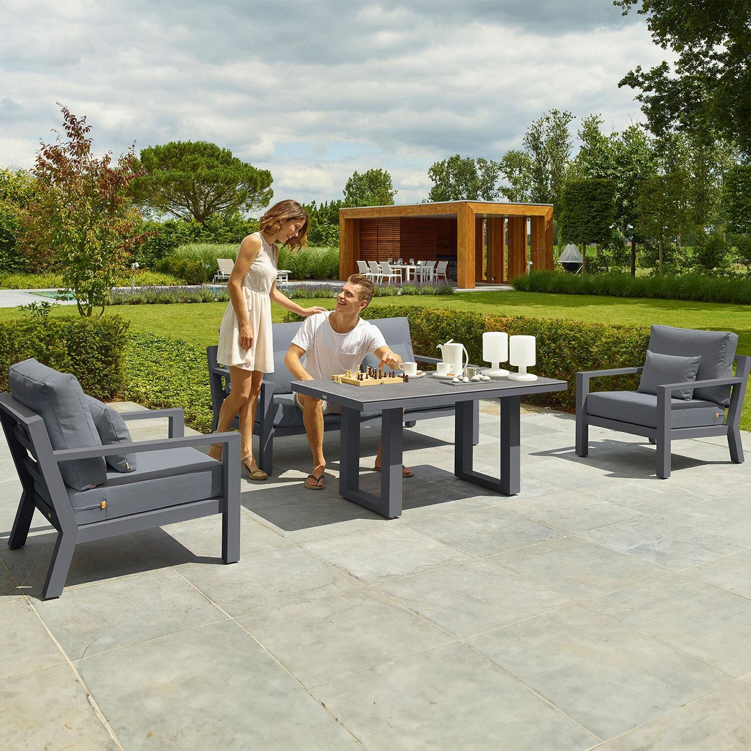 Timber 2 Person Aluminum Loveseat By KETTLER - Family Time - Styled W/ Seating Set (Sold Separately) - Lifestyle thumbnail