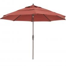11 Ft. Octagonal Aluminum Auto Tilt Patio Umbrella W/ Crank Lift & Double Vent By BBQGuys - Bronze Frame / Sunbrella Canvas Henna Canopy image