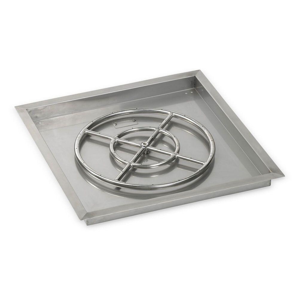 BBQGuys Signature SS-SQP-24-ASBL-LP 24-Inch Stainless Steel Square Drop-In Pan W/ 18-Inch Propane Gas Fire Ring thumbnail