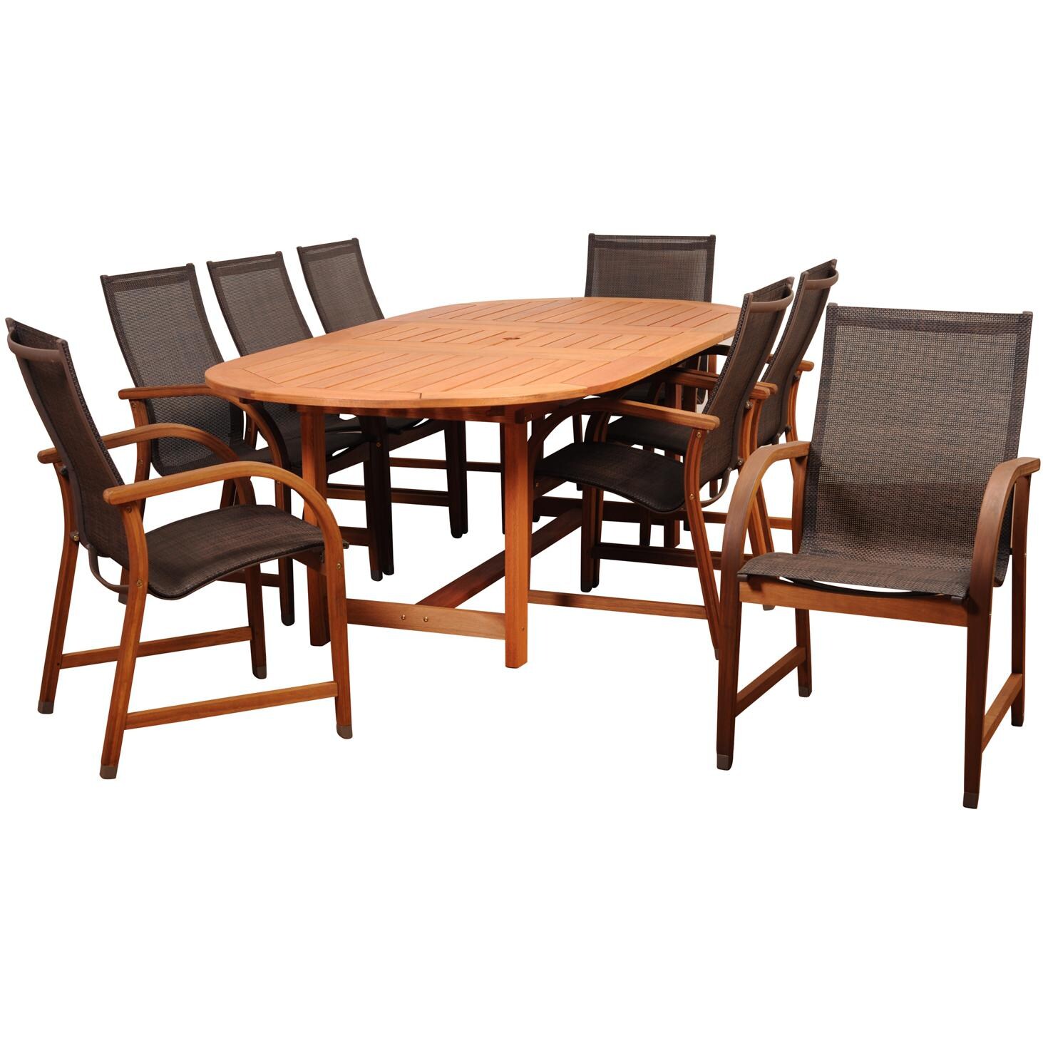 Bahamas 9 Piece Sling Patio Dining Set With 70 X 45 Inch Oval