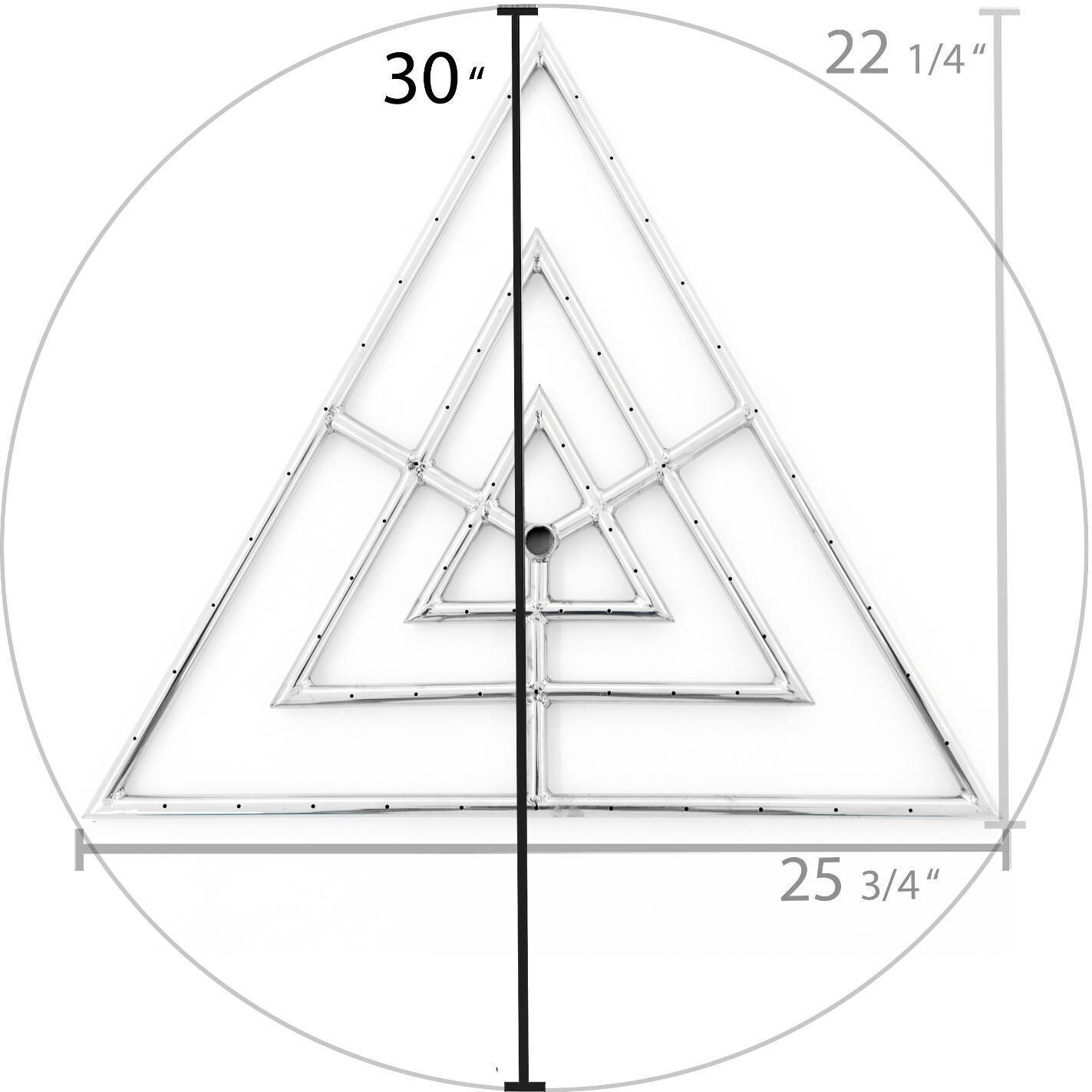 BBQGuys Signature Series 30-Inch Natural Gas Triangle Burner - Stainless Steel - Measurements Shown thumbnail
