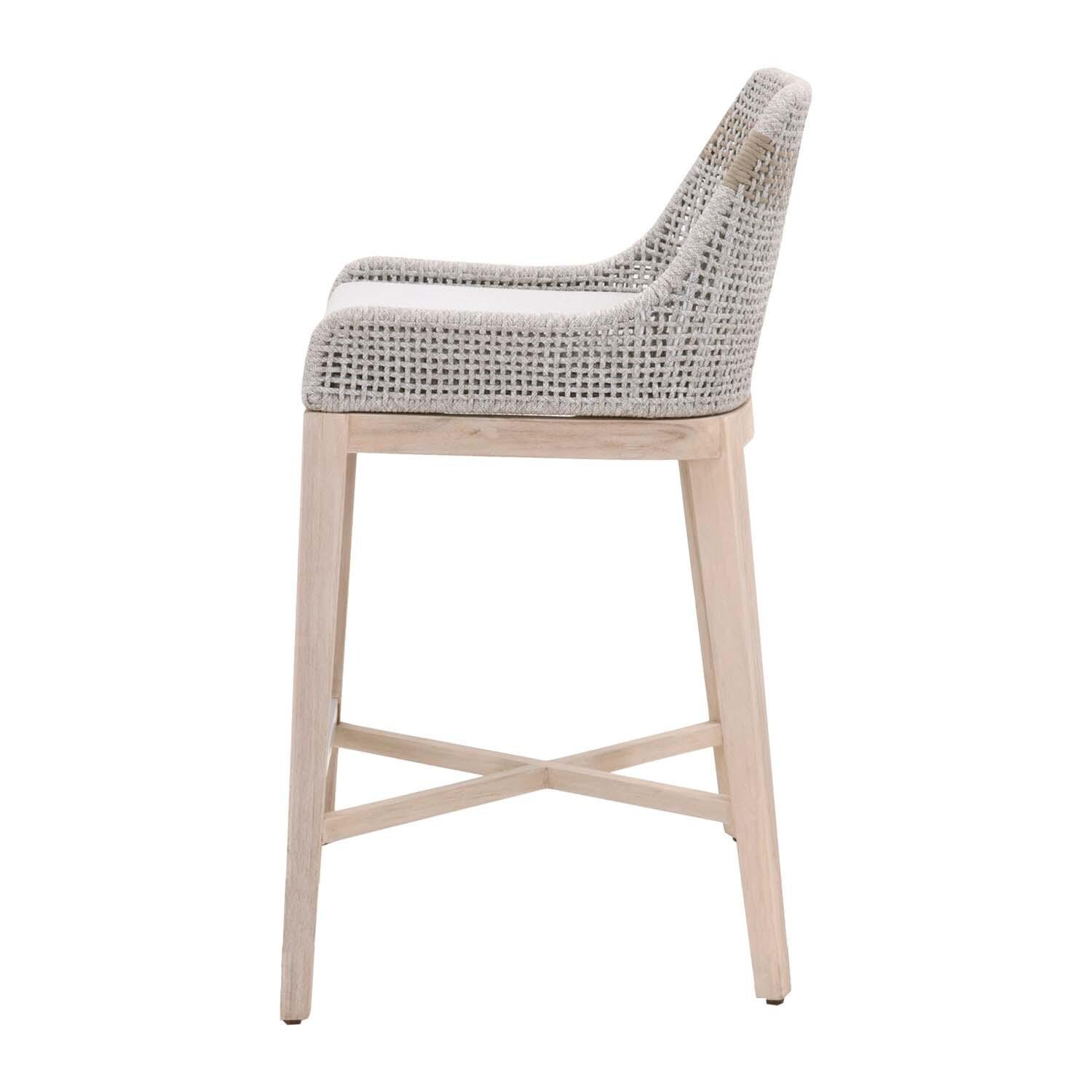 Cocoa Way Woven Rope Barstool in Taupe & White By Lakeview thumbnail