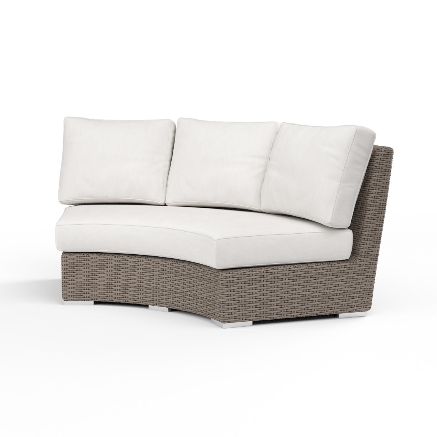 Sunset West - 2101-CRV-5492 - Coronado Resin Wicker Curved Sectional Patio Loveseat W/ Sunbrella Canvas Flax Self Welt Cushions - Angle View thumbnail