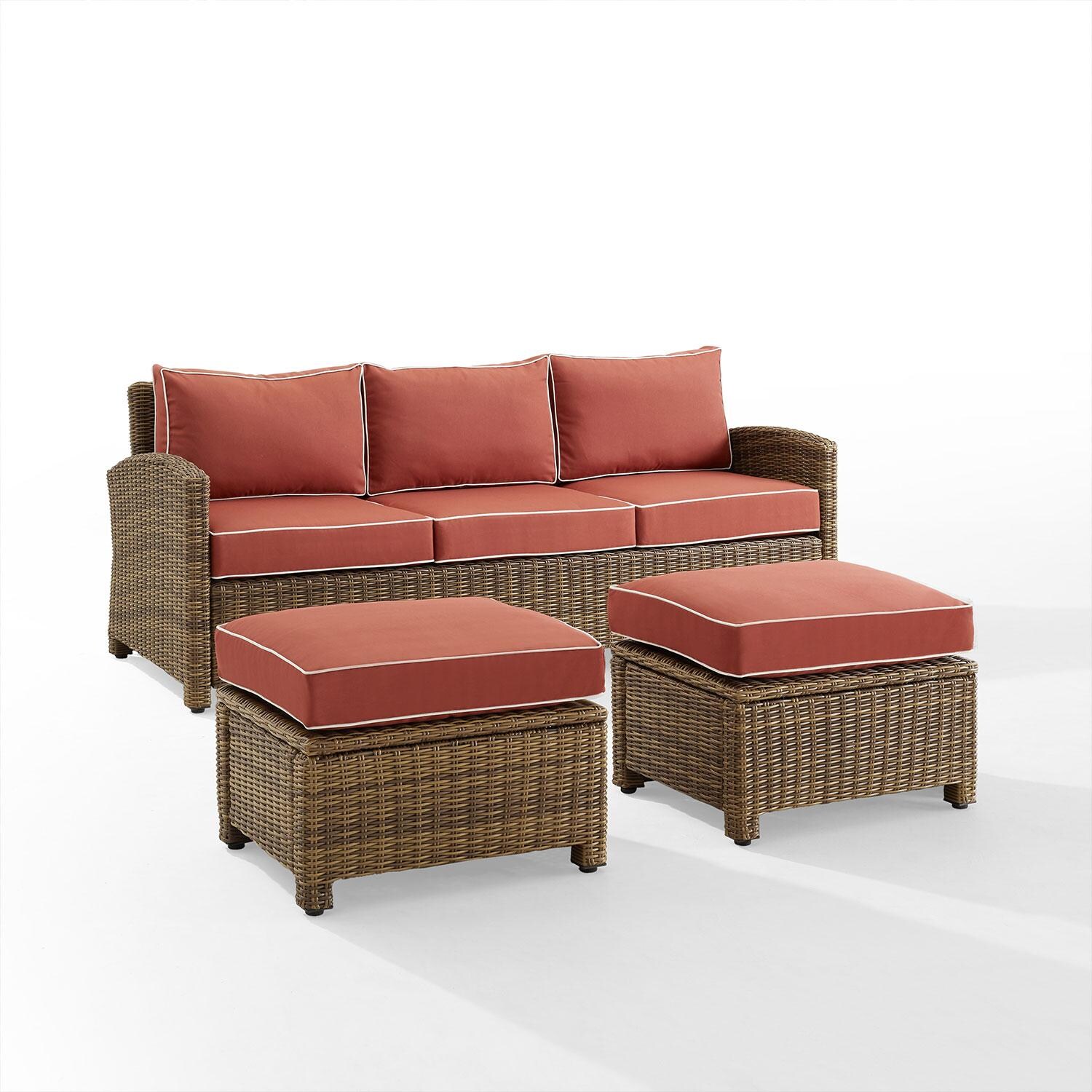Ultimate Patio UP-92419WB-SG 3Pc Wicker Outdoor Sofa Patio Furniture Set in Sangria - Display - White Background thumbnail