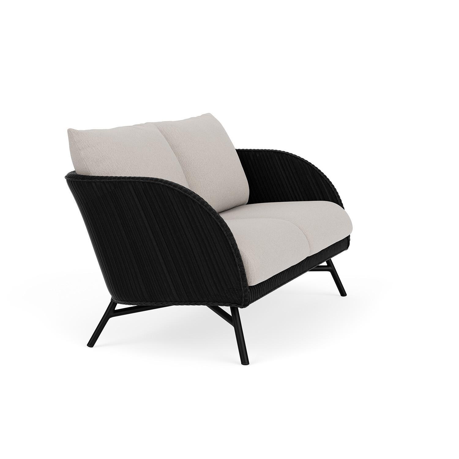 Lloyd Flanders Essence Loveseat W/Remy Cloud Fabric - Ebony Finish - Angled thumbnail