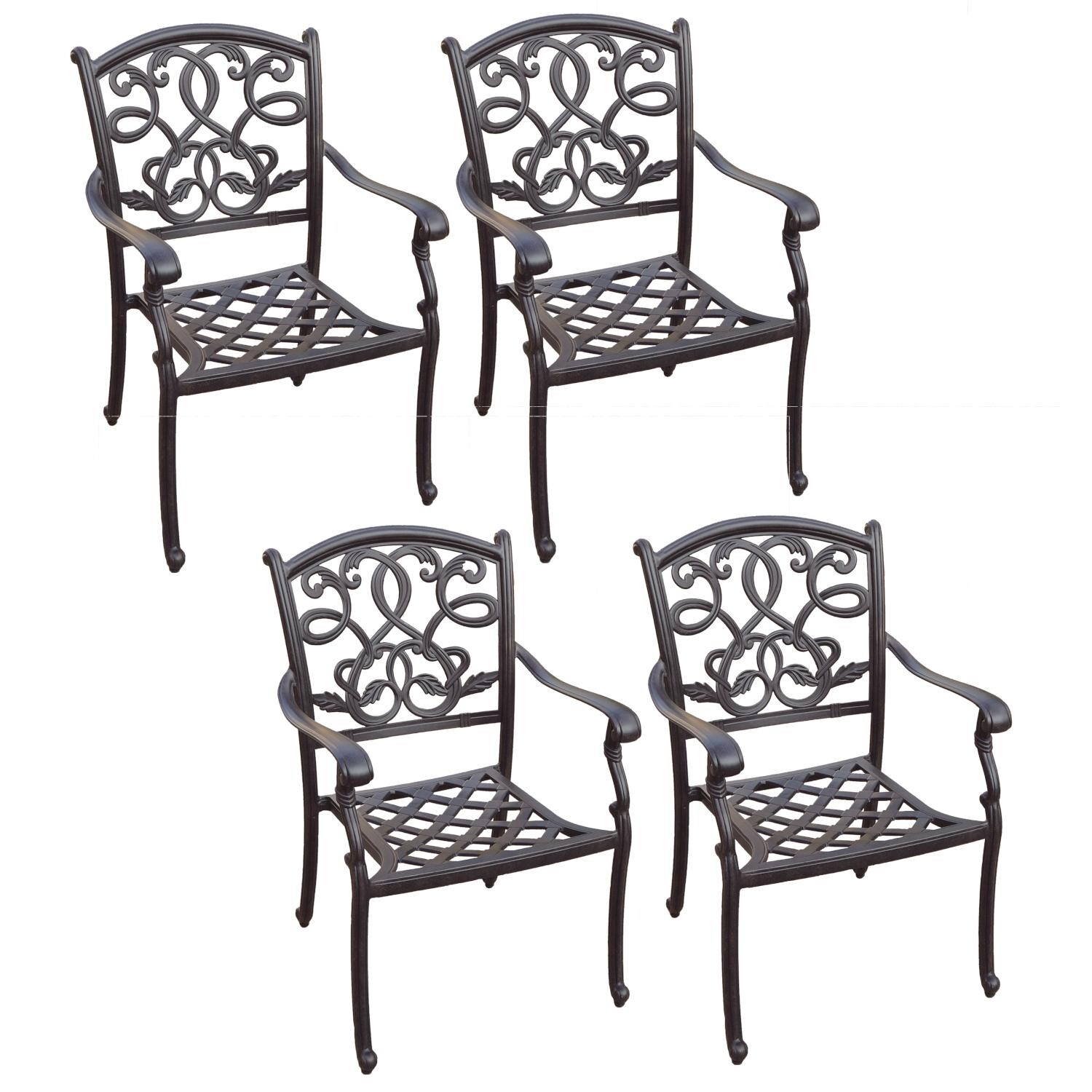 Santa Monica Cast Aluminum 4 Pc Set Dining Chair Set in Antique Bronze/Sesame by Darlee