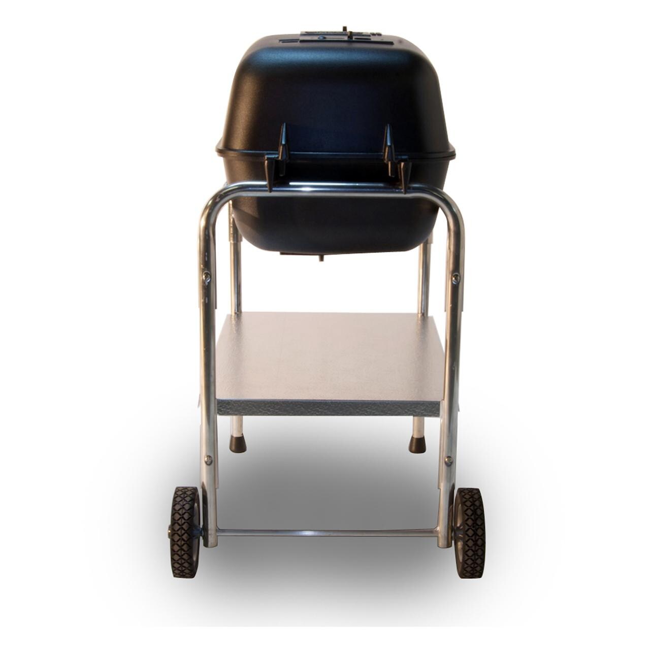 Portable Kitchen Cast Aluminum Freestanding Charcoal Grill & Smoker - Rear View thumbnail