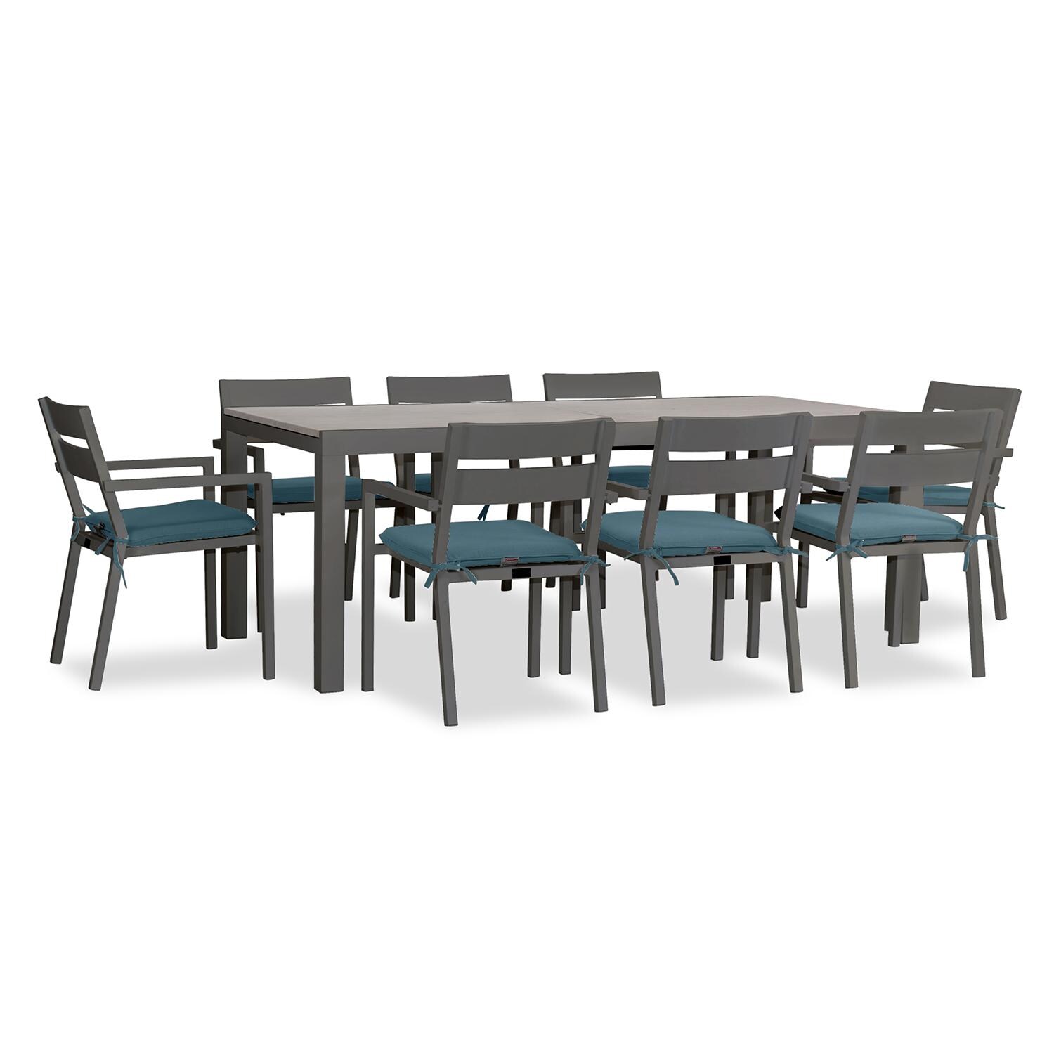 Calm Bay 9 Pc Extendable Dining Set in Slate/Barnwood/Cast Lagoon by Lakeview - White Background 2 thumbnail