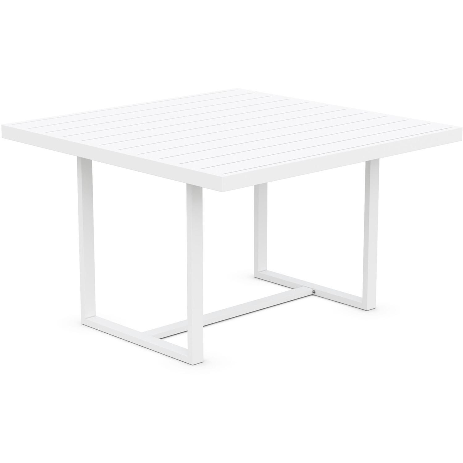 Azzurro Living Pavia 48 Inch White Aluminum Dining Table - Angled - White Background thumbnail