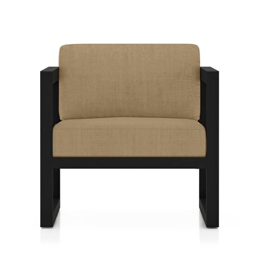 Lakeview Misty Cove 6 Pc Aluminum Sectional Set in Black w/Club Chair & Heather Beige Cushions by Lakeview Outdoor Designs - Club Chair - White Background thumbnail