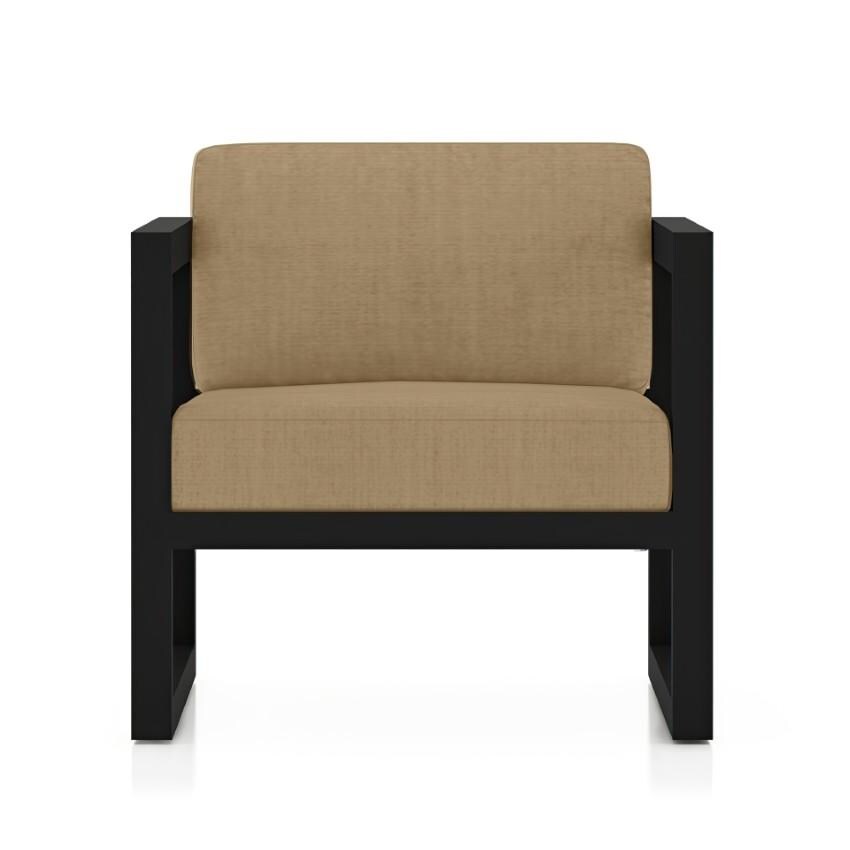 Lakeview Misty Cove 6 Pc Aluminum Sectional Set in Black w/Club Chair & Heather Beige Cushions by Lakeview Outdoor Designs - Club Chair - White Background thumbnail