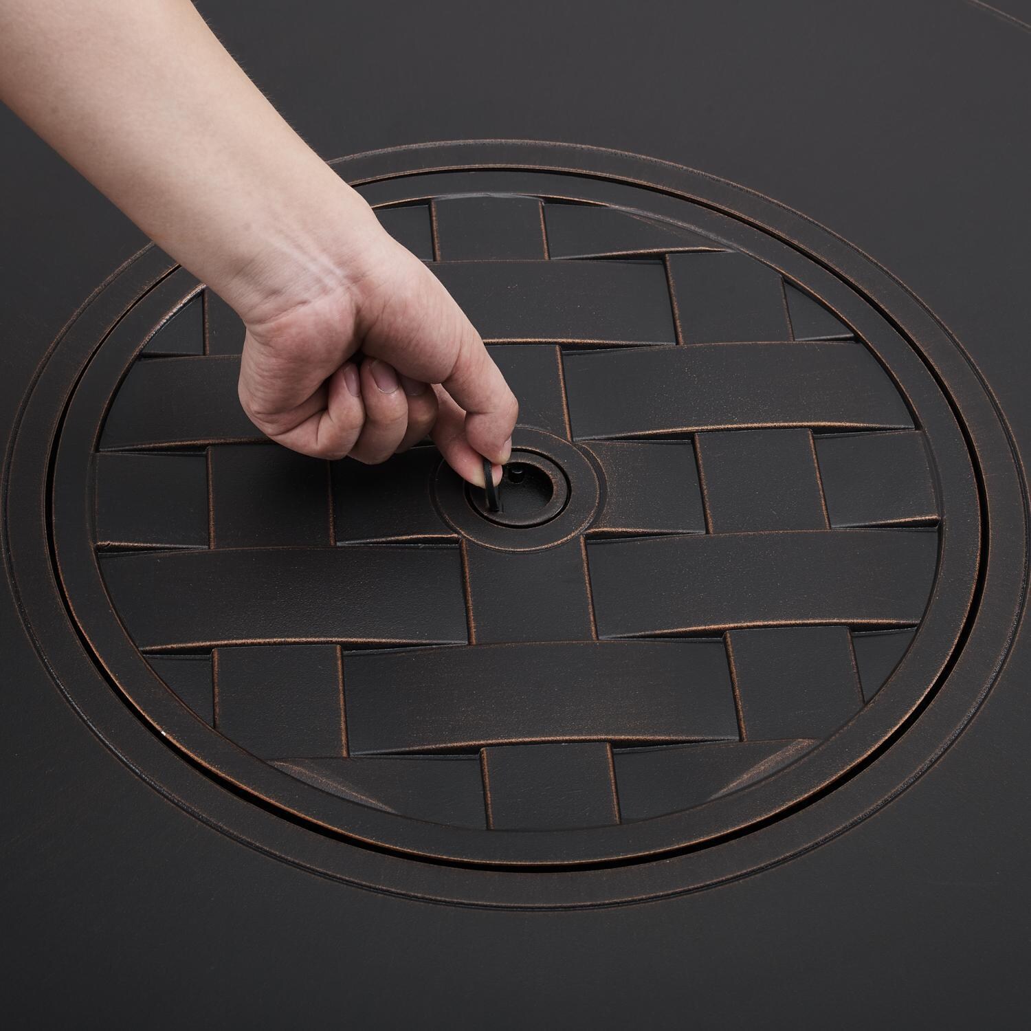 Ultimate Patio 63687-NG Magnolia Way 34-Inch Round Aluminum Natural Gas Fire Pit - Cover Handle thumbnail