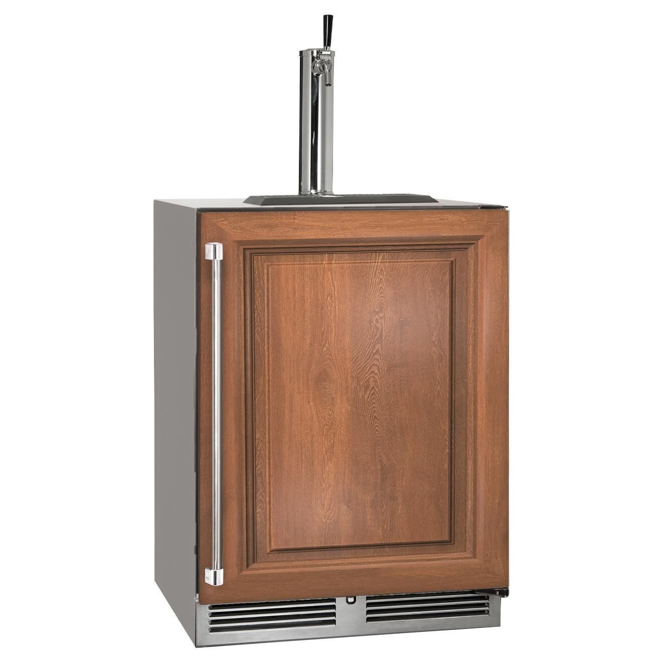 Perlick HC24TO-4-2R-1 24-Inch C-Series Single Tap Stainless Steel Panel Ready Outdoor Beverage Dispenser - Right Hinged - Custom Dark Wood Panel thumbnail