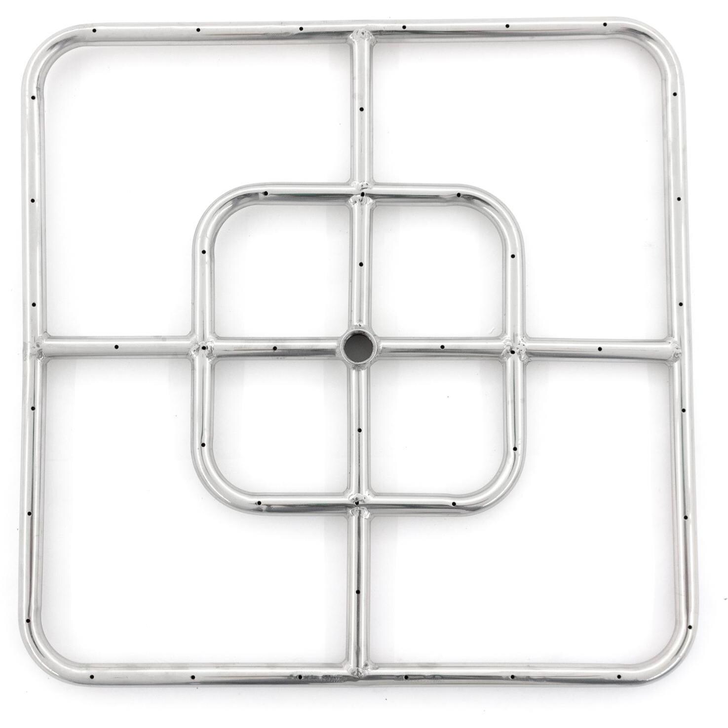  BBQGuys Signature Series 18-Inch Square Propane Double-Ring Burner - Stainless Steel - Top View thumbnail