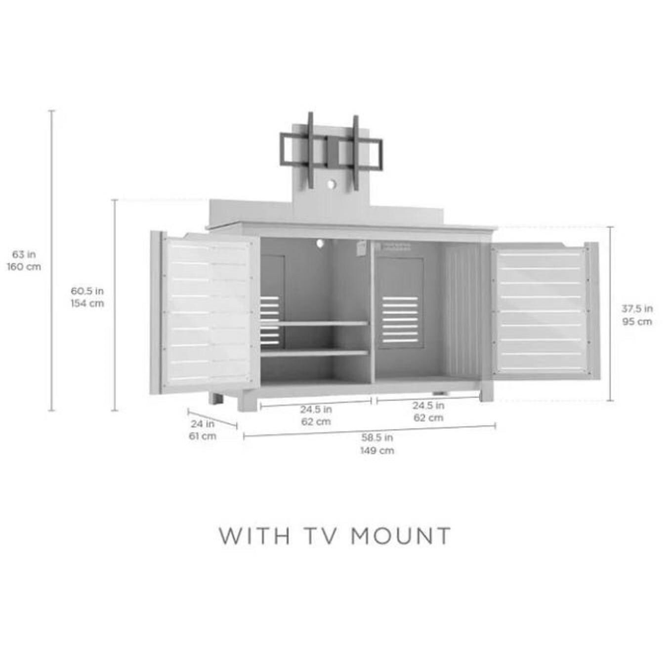 Ledge Lounger Mainstay Rectangle Bar Credenza w/ TV Mount - Cloud - Dimensional thumbnail