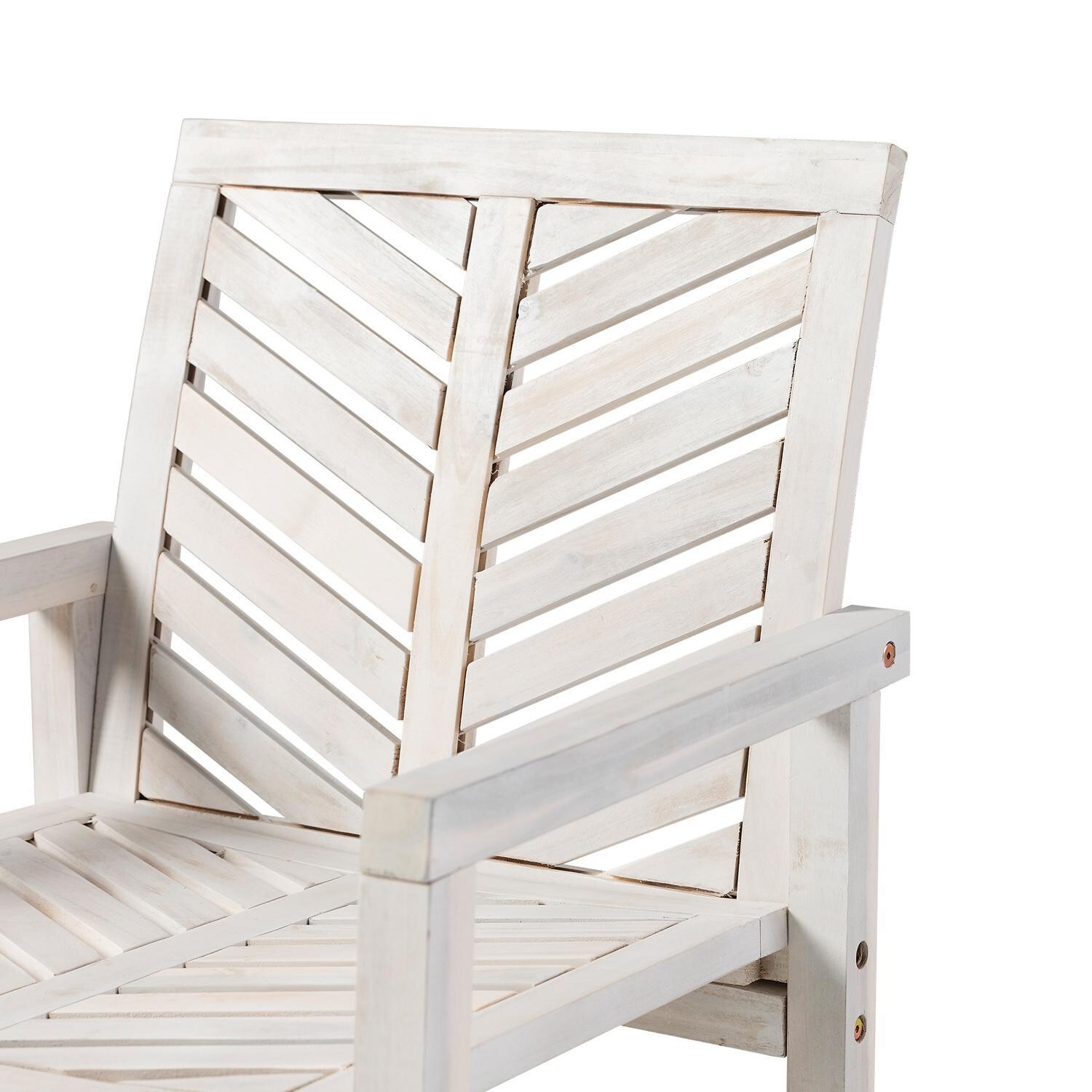 Ultimate Patio Wishlake 2 Piece Acacia Patio Dining Arm Chair Set - White Wash - Chair Back Detail thumbnail