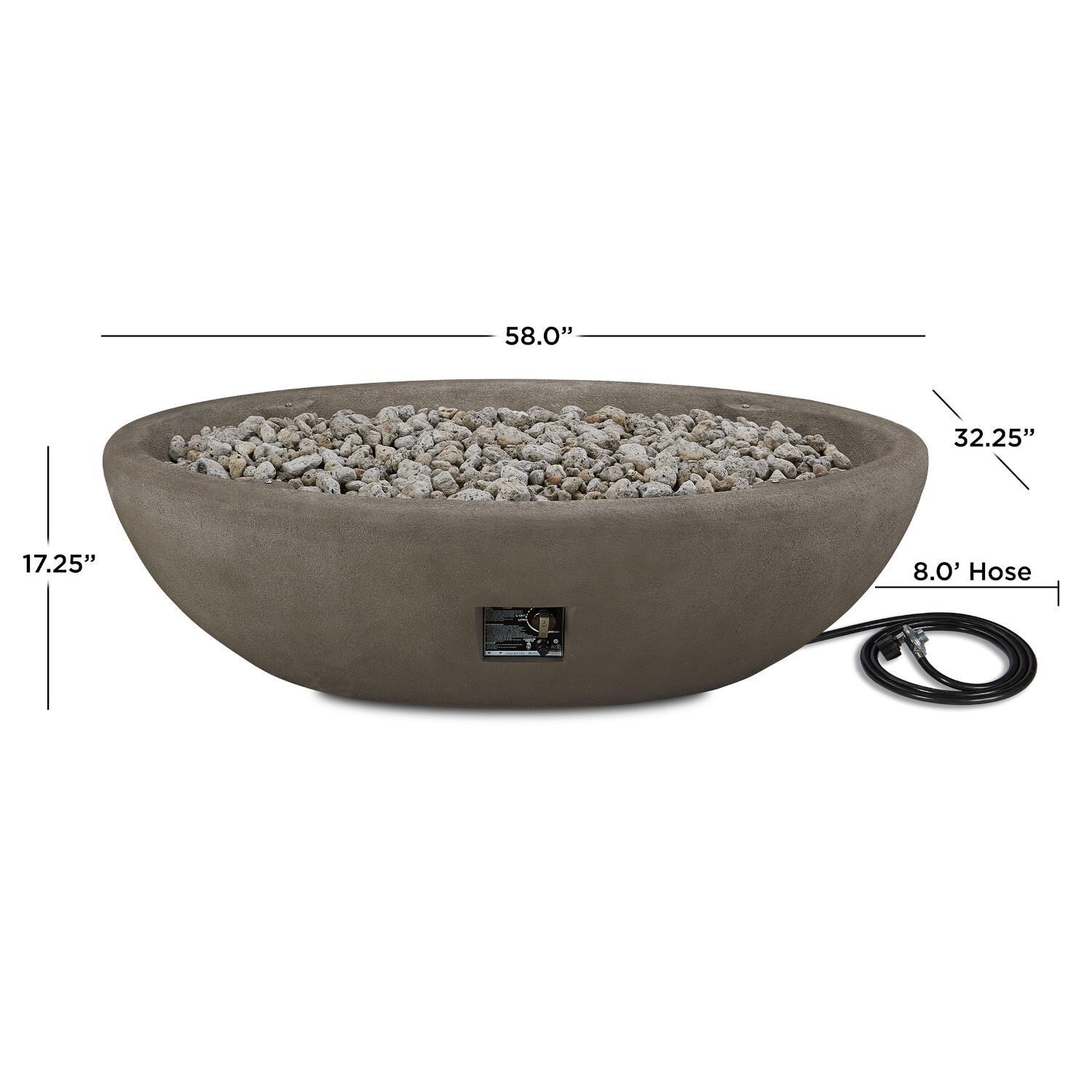 Lakeview Outdoor Designs SC-592NG-GLG Creekwood 58-Inch Oval Natural Gas Fire Bowl - Dimensions thumbnail