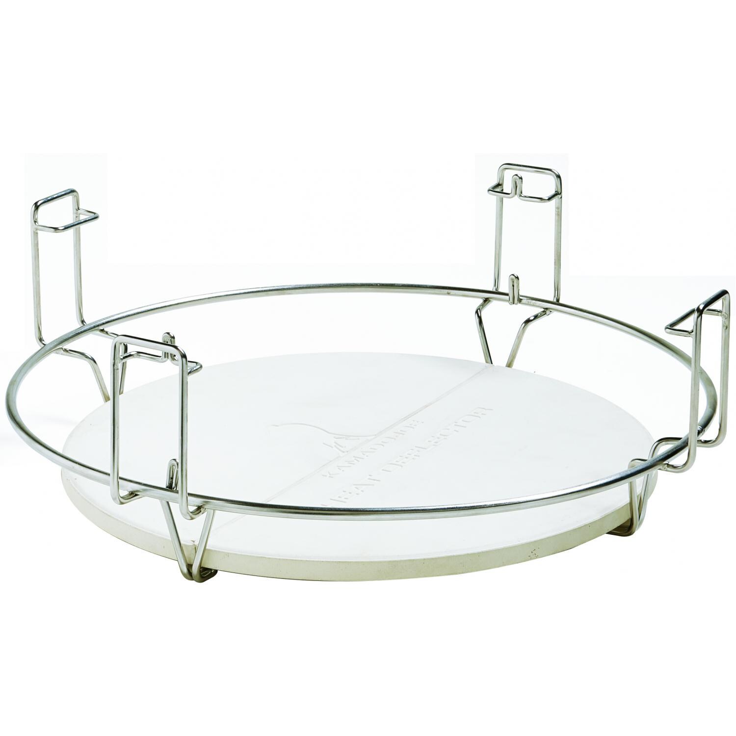 Kamado Joe Half Moon Heat Deflector Plates For Classic - Full View (Shown With Flexible Cooking Rack - Not Included) thumbnail