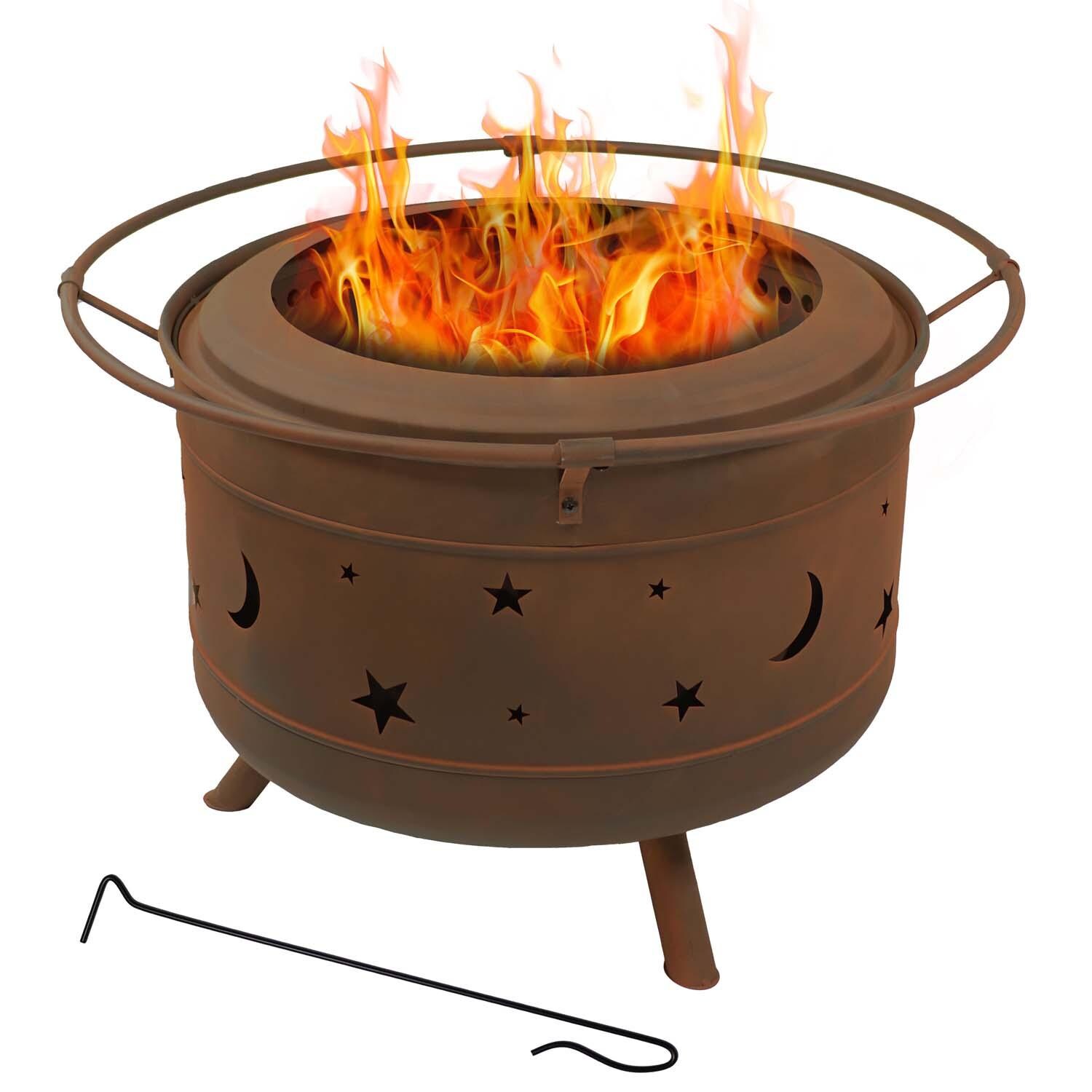 Cosmic 30 Inch Smokeless Wood Burning Fire Pit w/ Poker in Bronze By Ultimate Patio - White Background thumbnail