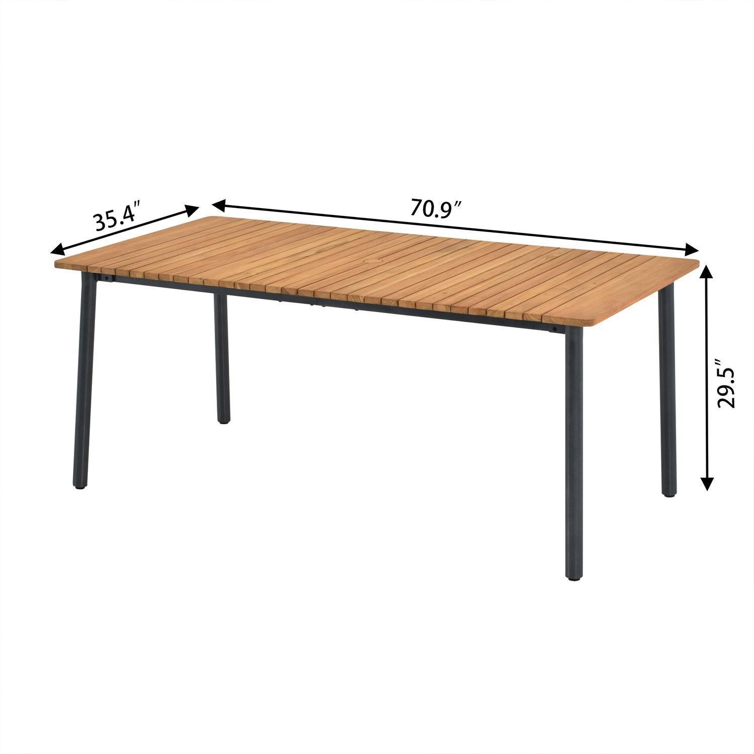Lake Charles 71 Inch Aluminum Outdoor Dining Table by Lakeview Outdoor Designs - Dimensions - Dimensional thumbnail