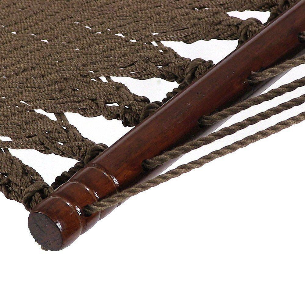 Ultimate Patio Soft-Spun Woven Rope Double Hammock w/ 15-Foot Steel Beam Stand - Mocha - Hammock Bed Detail thumbnail
