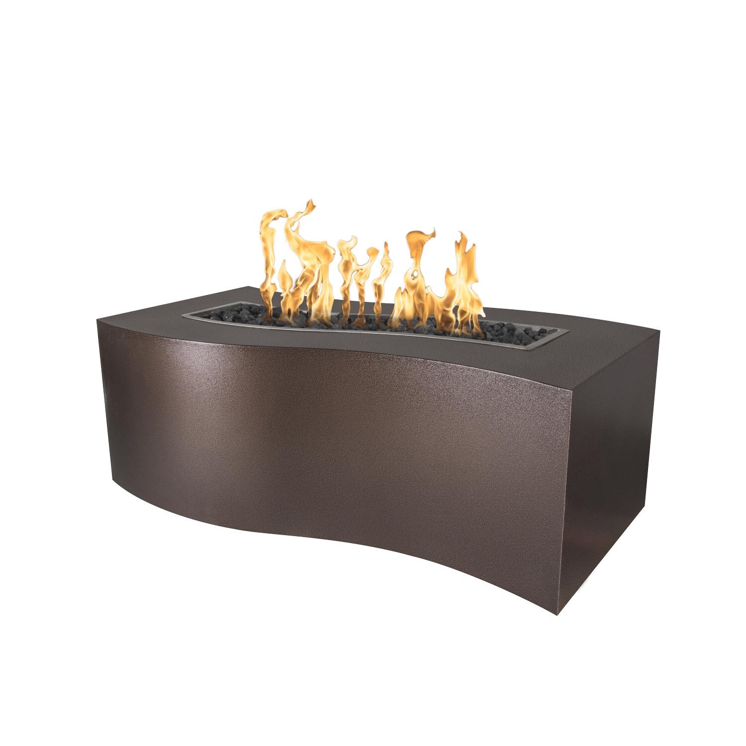 Billow 72 Inch Rectangular Powder Coated Steel Propane Fire Pit w/ Glow Plug in Copper by The Outdoor Plus