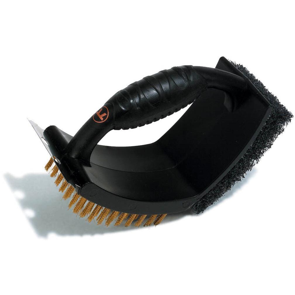 Outset 4-Inch V-Shaped 3-In-1 Plastic Grill Brush - Full View thumbnail
