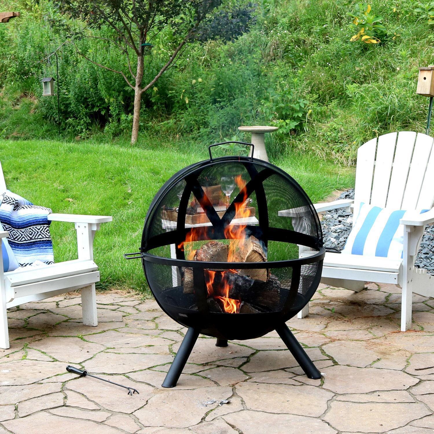 36 Inch Round Steel Wood-Burning Fire Pit in Black by Ultimate Patio