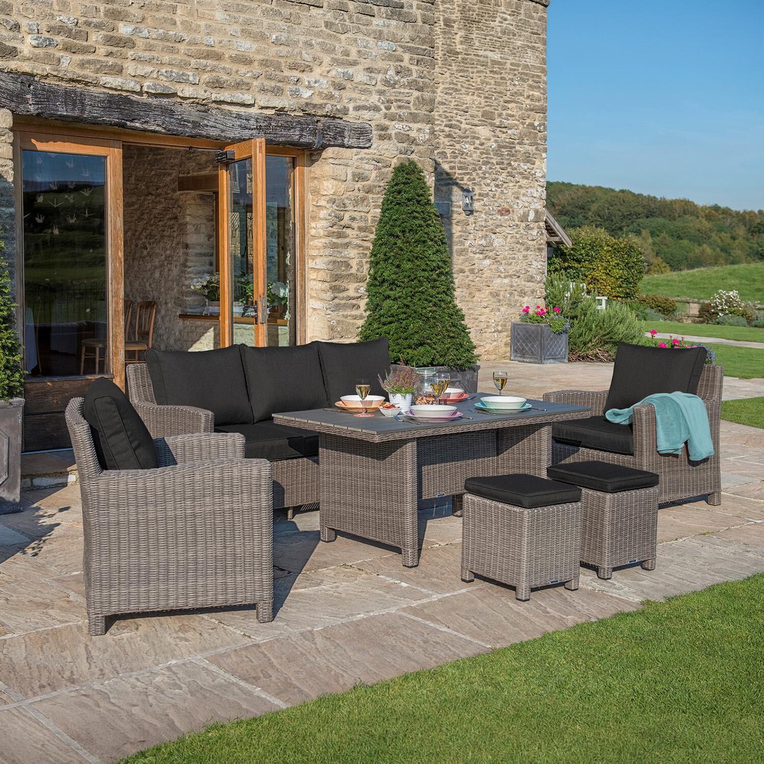 Palma 6 Pc Wicker Seating Set in Rattan / Canvas Coal - In the Hills - Lifestyle thumbnail