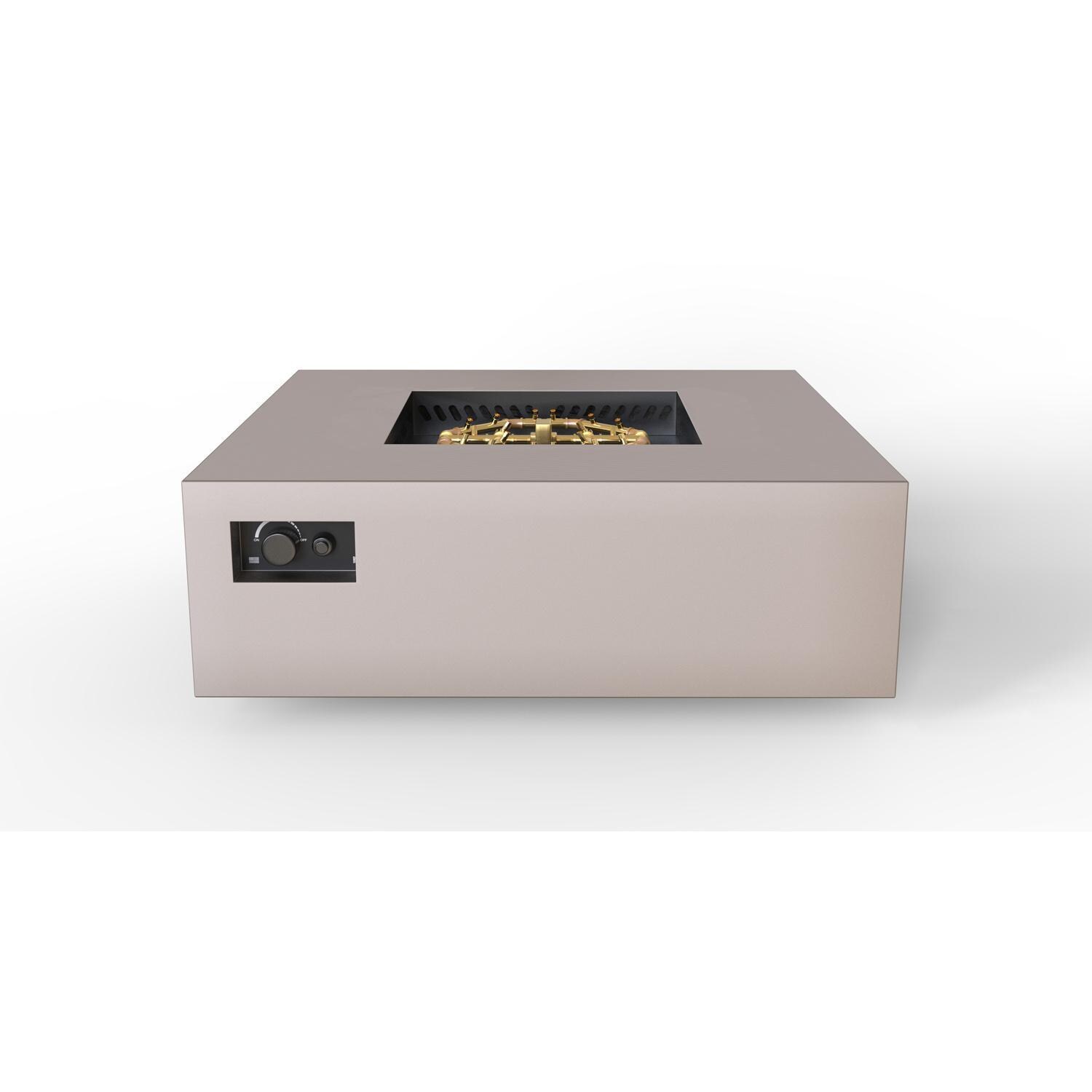 AON 48 Inch Square Powder Coated Steel Propane Fire Pit in Sand Pebble by Warming Trends