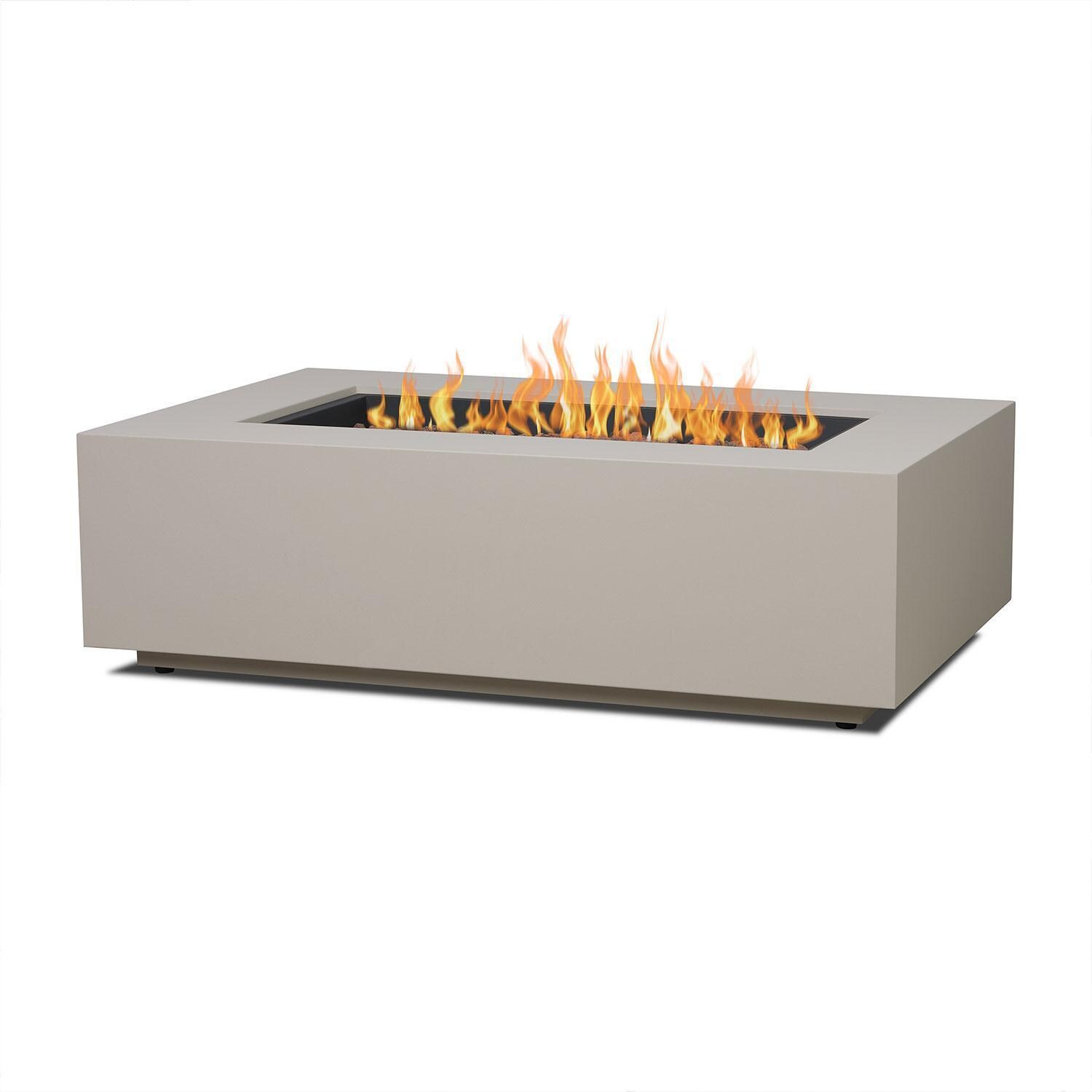 Elysian 50-in Rectangular Steel Propane Fire Pit Table in Light Sand by Lakeview Outdoor Designs - White Background thumbnail