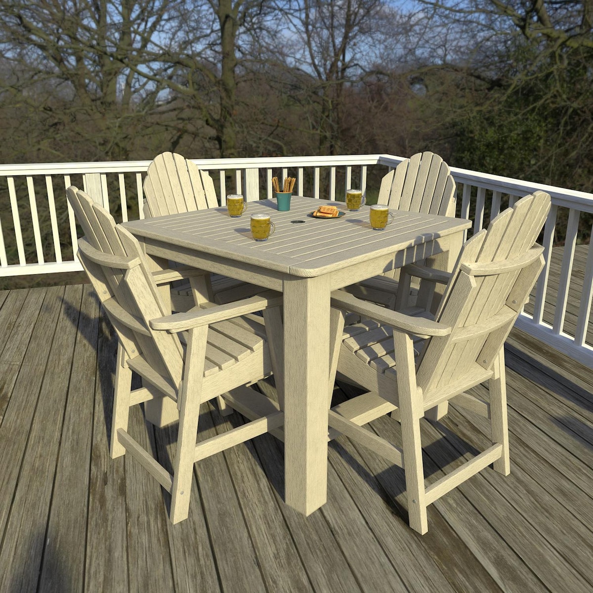 Lakeview Outdoor Designs Dream Bay 5 Pc Recycled Plastic Square Counter Height Dining Set in Whitewash by - LV-CNA44-WAE
