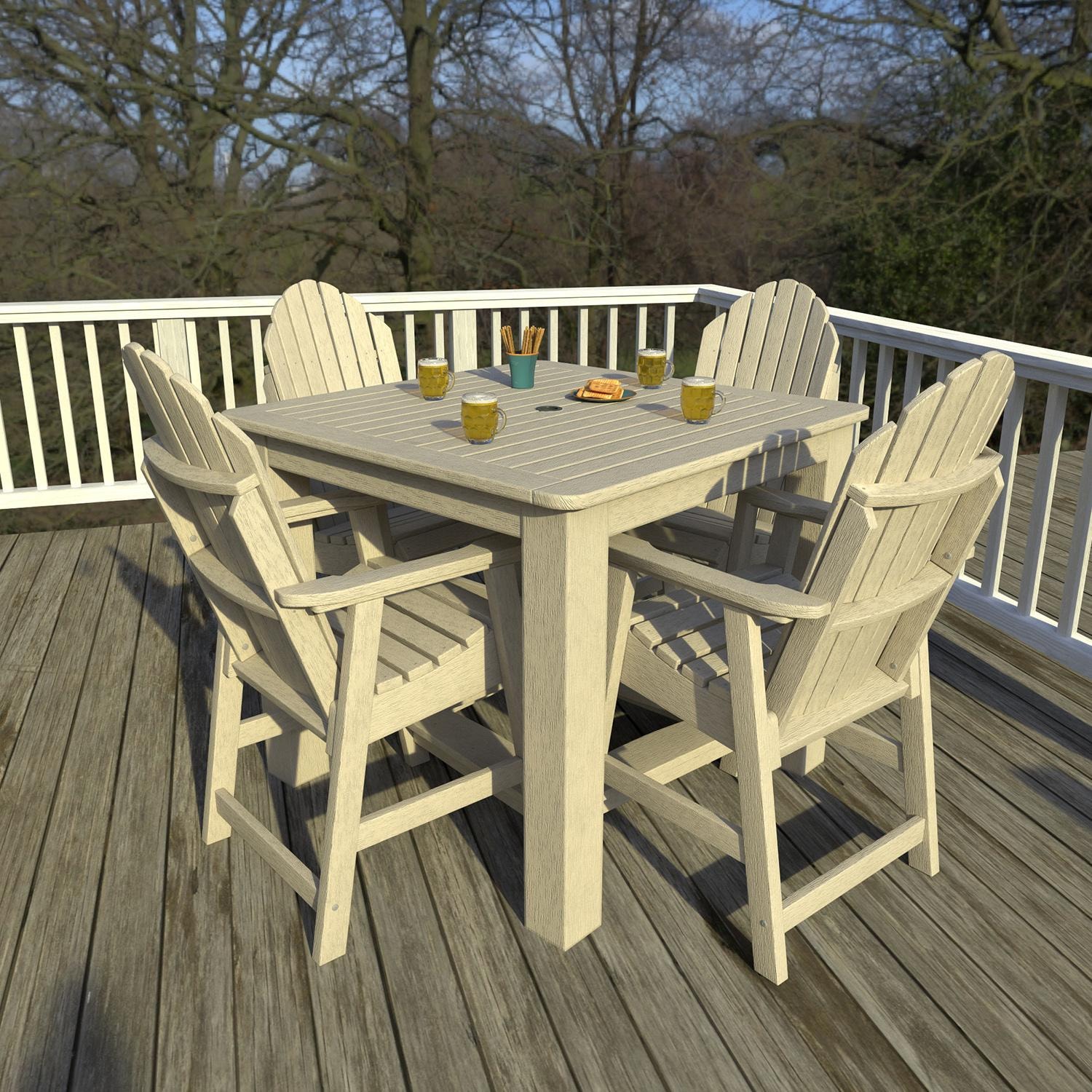 Dream Bay 5 Pc Recycled Plastic Square Counter Height Dining Set in Whitewash by Lakeview Outdoor Designs