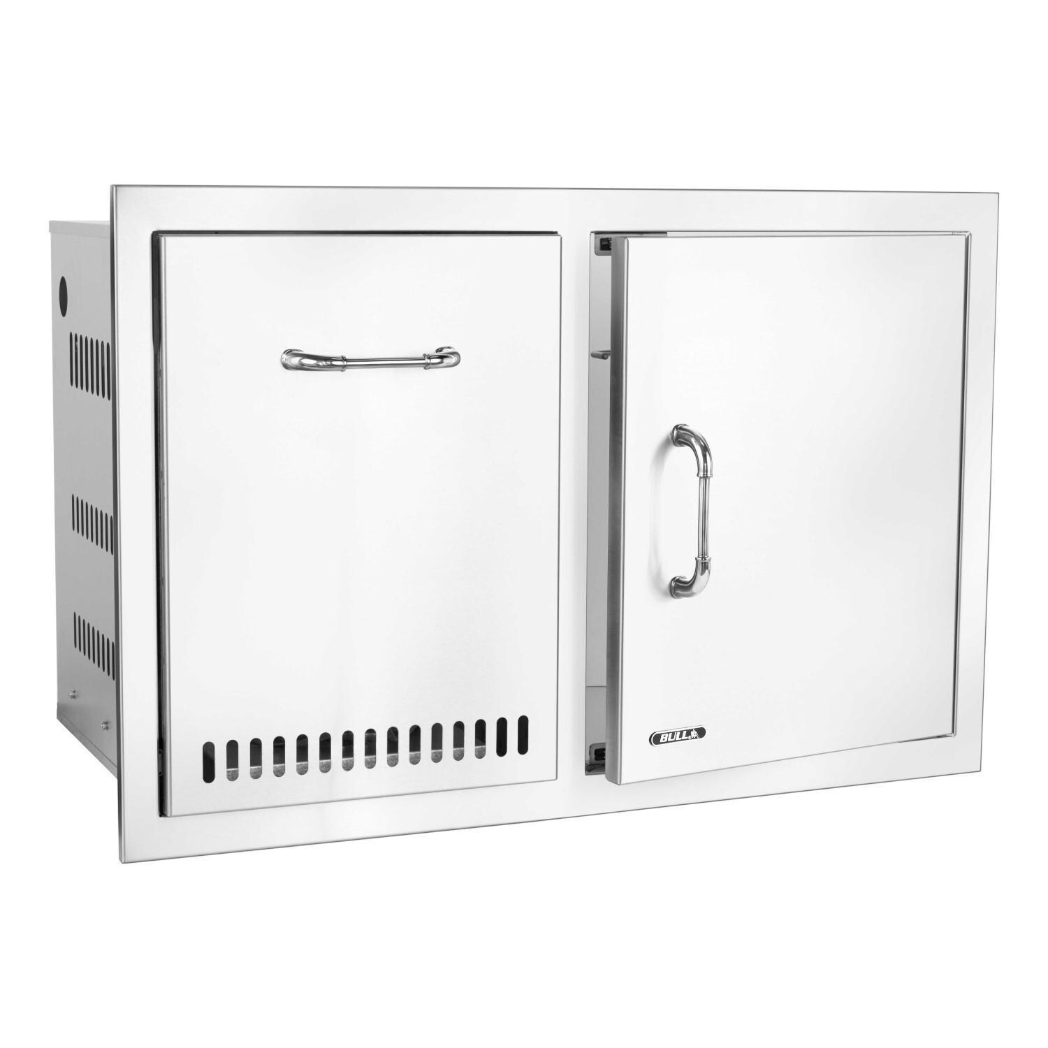 Bull 65790 32-Inch Stainless Steel Access Door & Propane Drawer Combo W/ Reveal - Right Facing - Open - White Background thumbnail