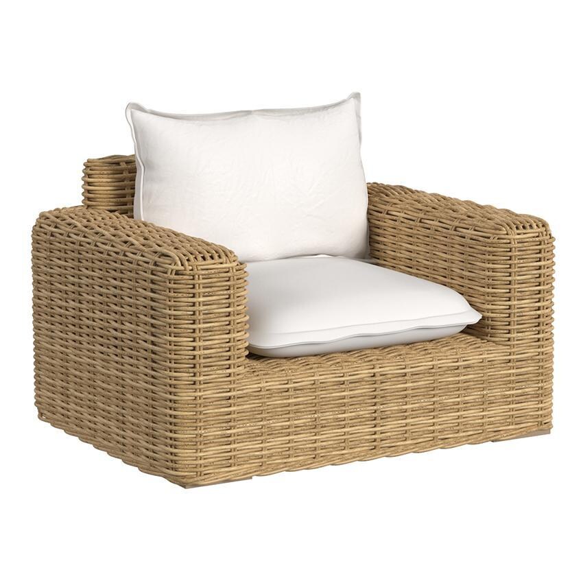 Playa Resin Wicker Oversized Club Chair in Medium Wood/Soothe Pearl by Sunset West - White Background thumbnail