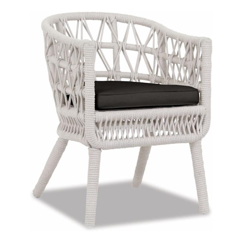 Dana Woven Rope Dining Arm Chair w/ Self Welt in Natural/Spectrum Carbon by Sunset West - White Background thumbnail