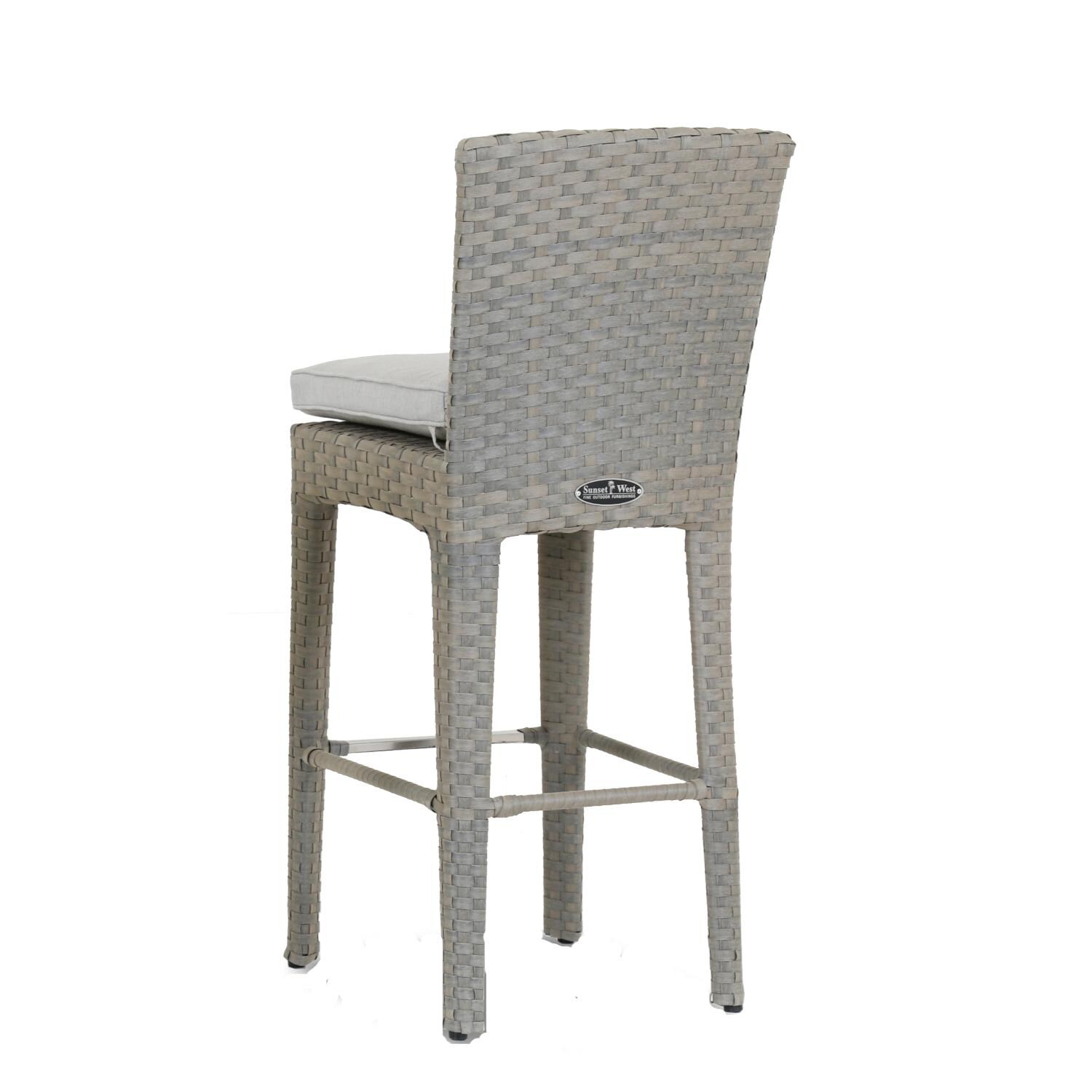 Majorca 4 Piece Wicker Patio Counter Height Bar Stool -Back View thumbnail