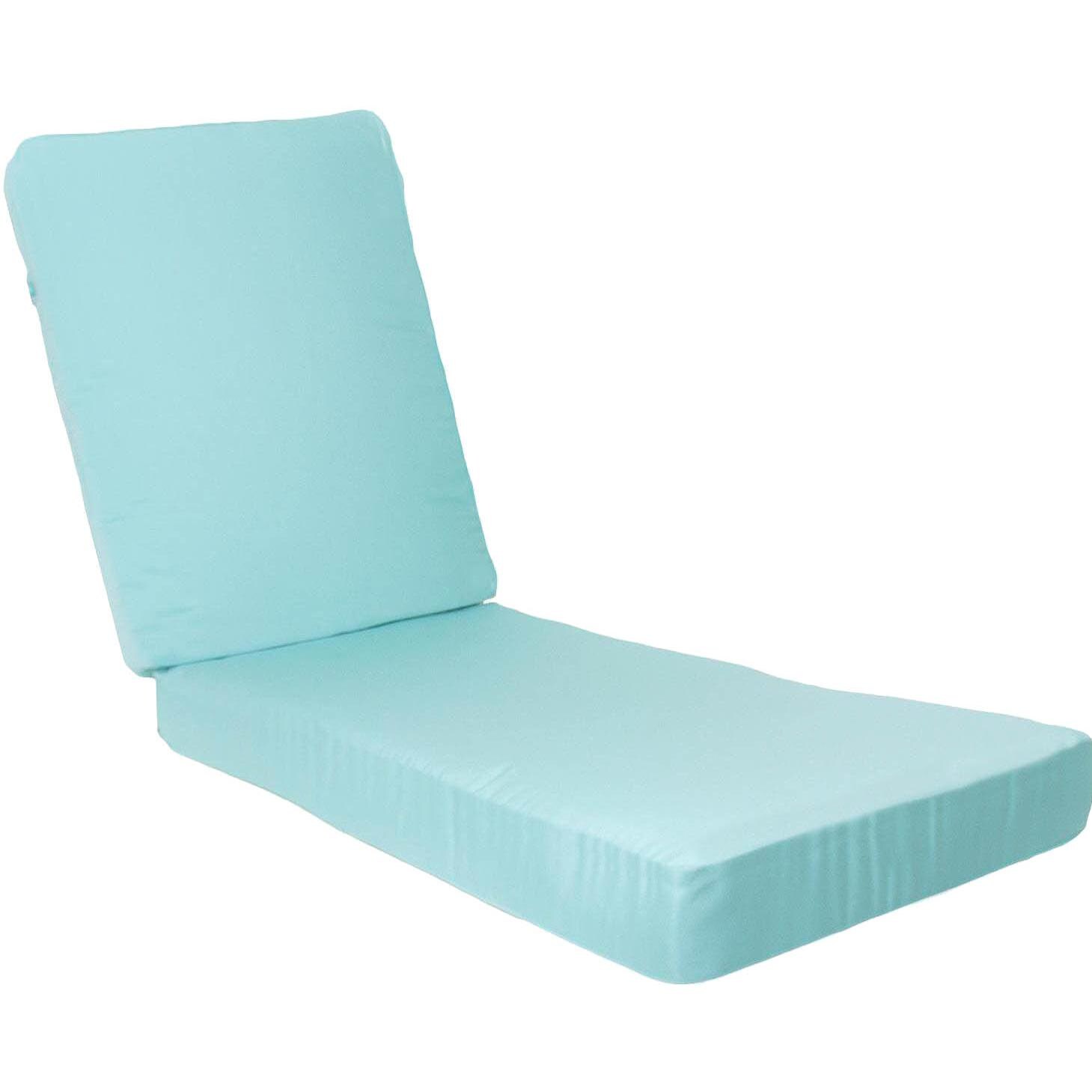 Sunbrella Canvas Glacier Long Outdoor Replacement Chaise Lounge Cushion W/ Knife Edge By BBQGuys Signature