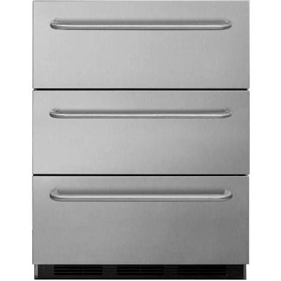 Summit Commercial 24-Inch 3.1 Cu. Ft. Triple Drawer Refrigerator With Professional Handles - Stainless Steel - SP6DSSTB7Thin