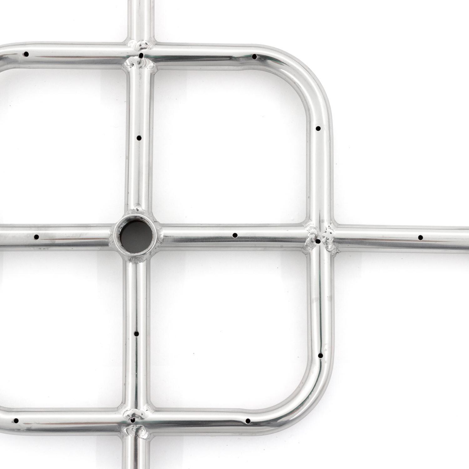 BBQGuys Signature Series 18-Inch Square Propane Double-Ring Burner - Stainless Steel - Burner Detail thumbnail