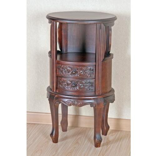 International Caravan Carved Wood Telephone Table With Drawers - 3874