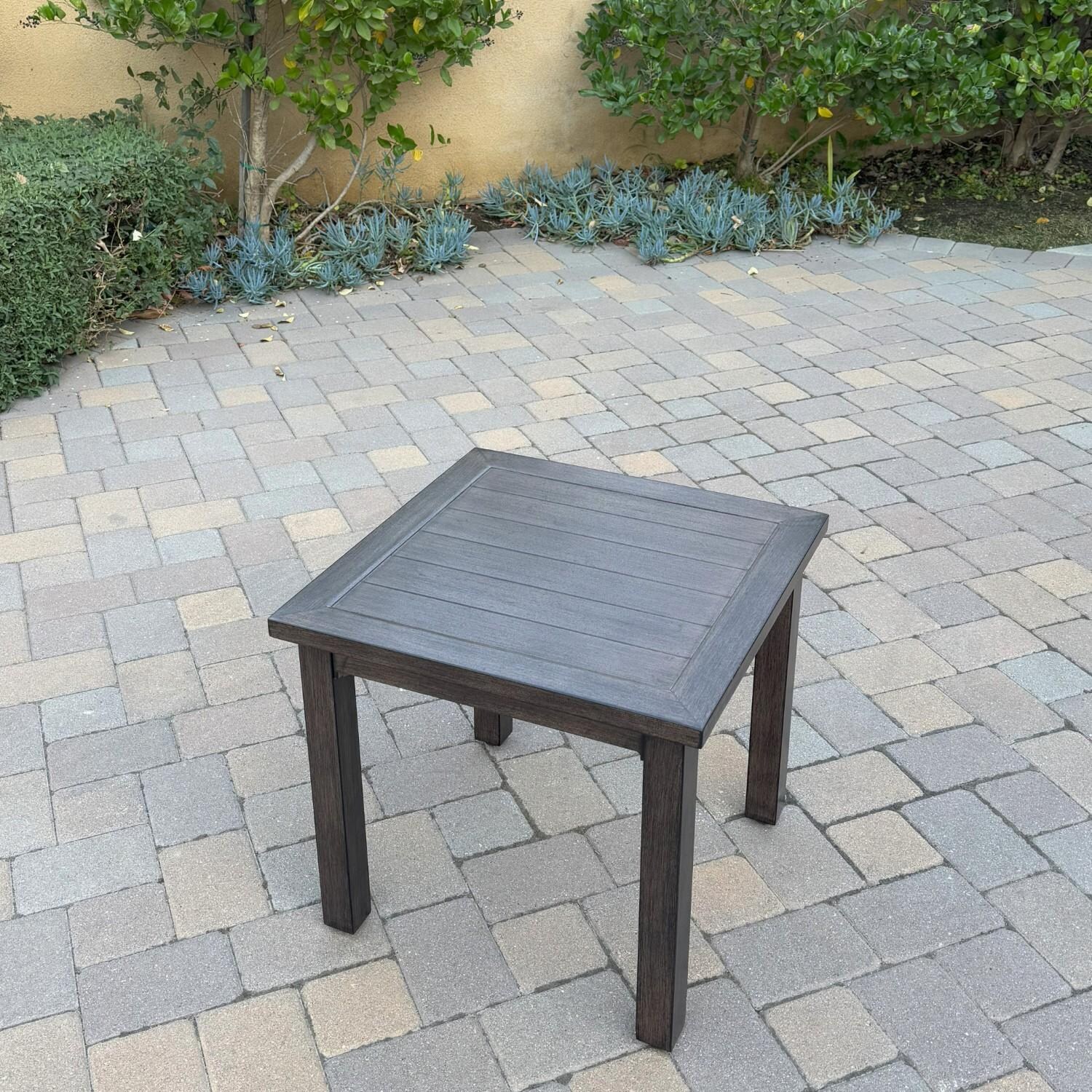 Atlantis 3 Pc Aluminum Seating Set w/ 2 Club Chairs in Walnut/Beige by Darlee - Table - Lifestyle thumbnail