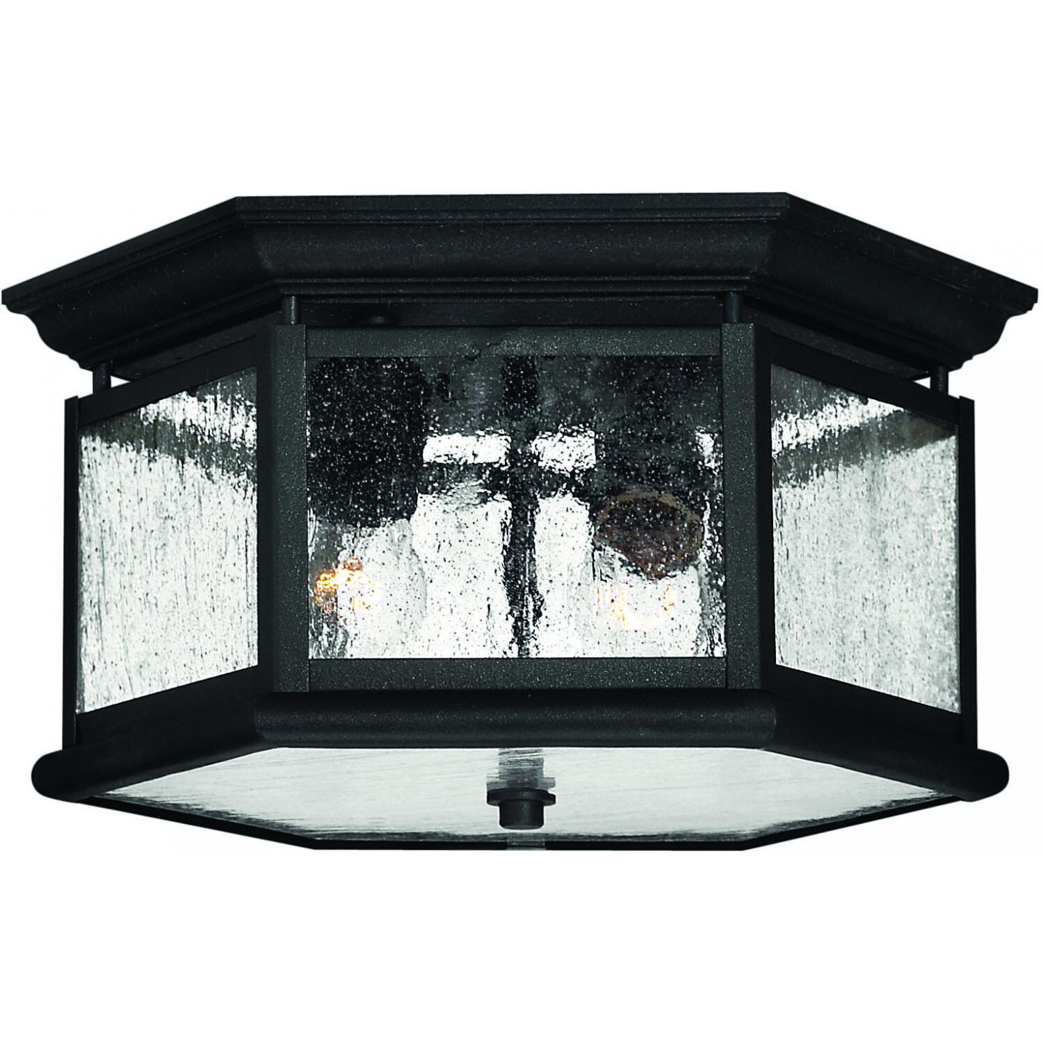 Hinkley Lighting Edgewater Two Light 13-Inch Outdoor Ceiling Light - Black - 1683BK