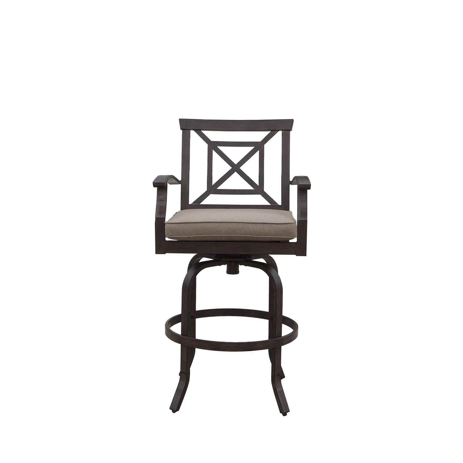 Atlantis 5 Pc Aluminum Bar Height Set w/Beige Cushions in Walnut By Darlee - Bar Stool - White Background thumbnail