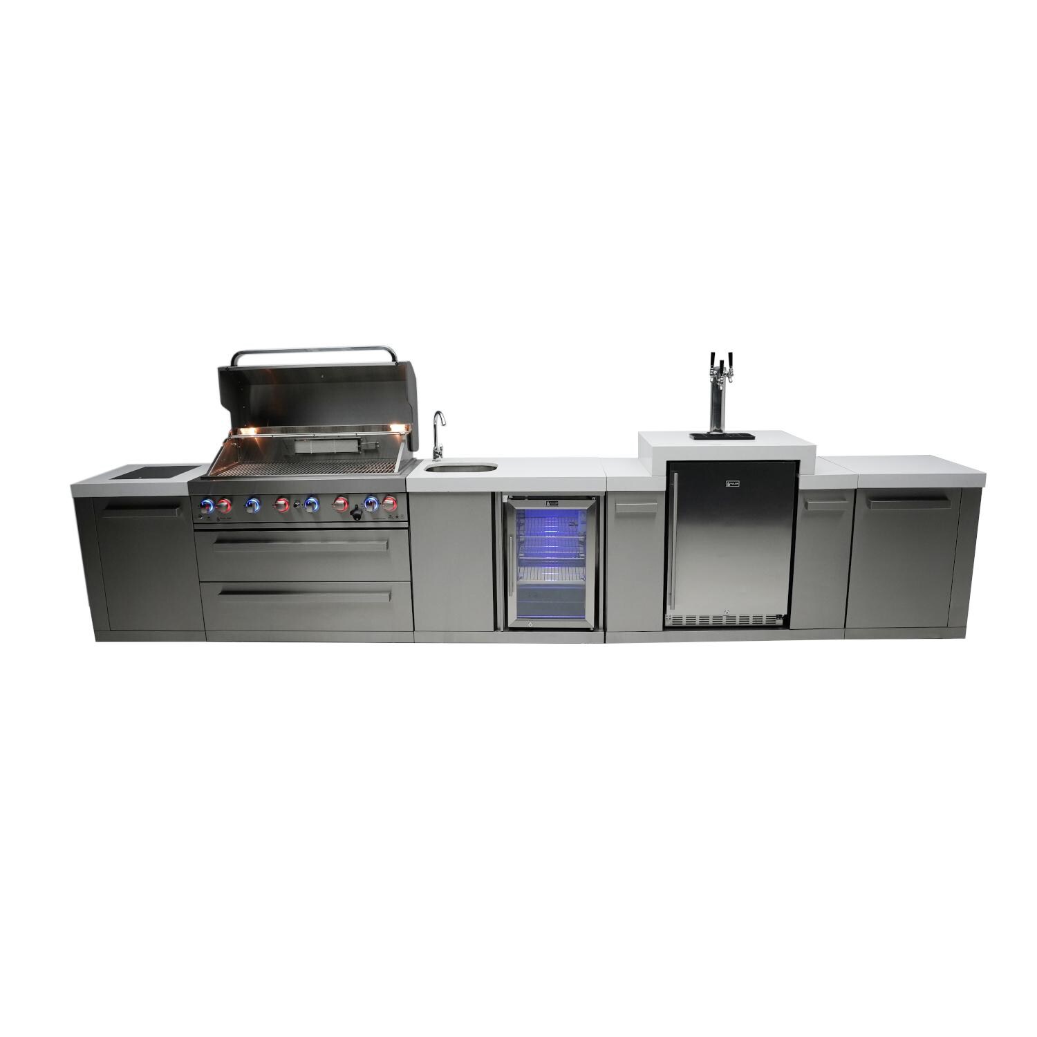 Mont Alpi MAi805-KEGBEV 805 Propane Island W/ Kegerator & Beverage Center - Hood Open thumbnail