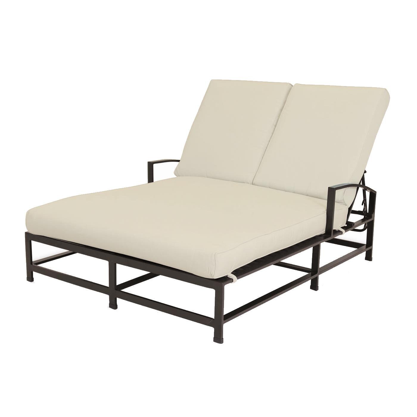 La Jolla Aluminum Double Chaise Lounge in Espresso/Canvas Flax by Sunset West