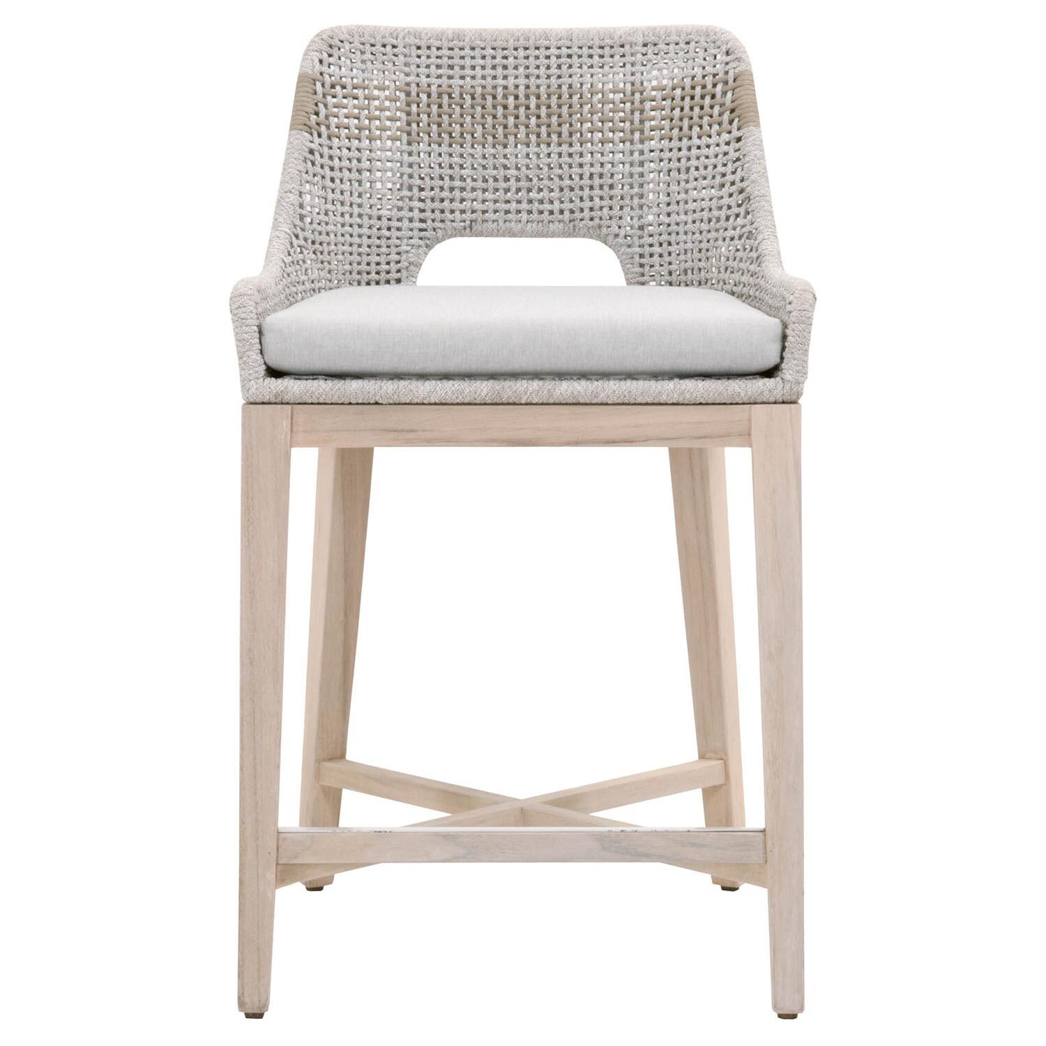 Cocoa Way Woven Rope Counter Stool in Taupe & White By Lakeview thumbnail