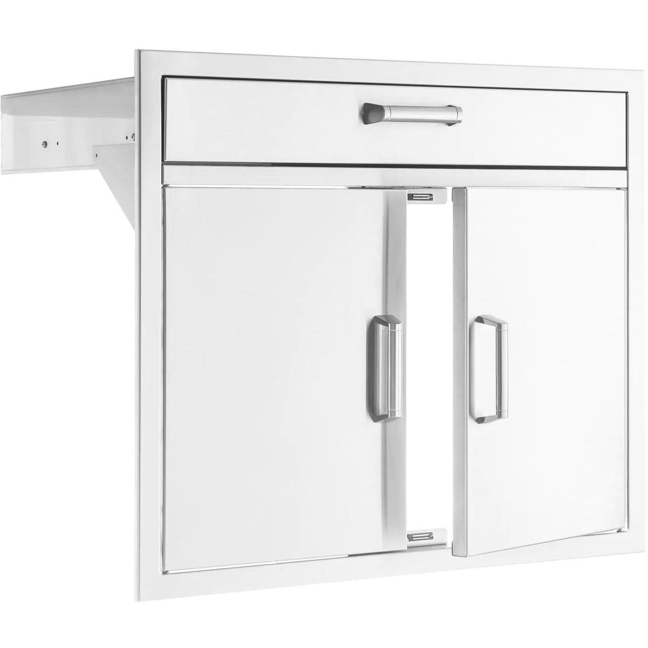 BBQGuys Signature 30-Inch Stainless Steel Double Door & Single Drawer Combo - Contempo - Door Open - White Background thumbnail